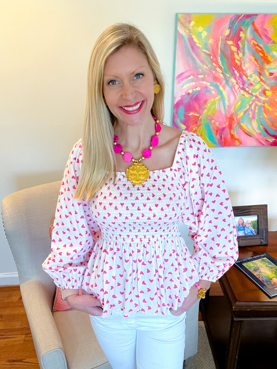 Pink Fire Agate with Friendship Cross Bracelet