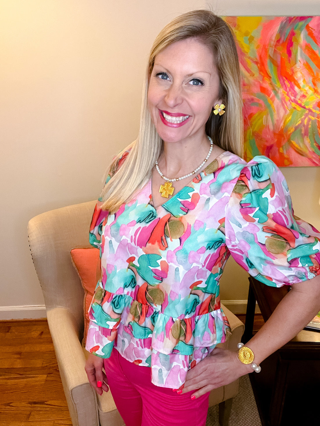 Pearl with Victory Cross Bracelet