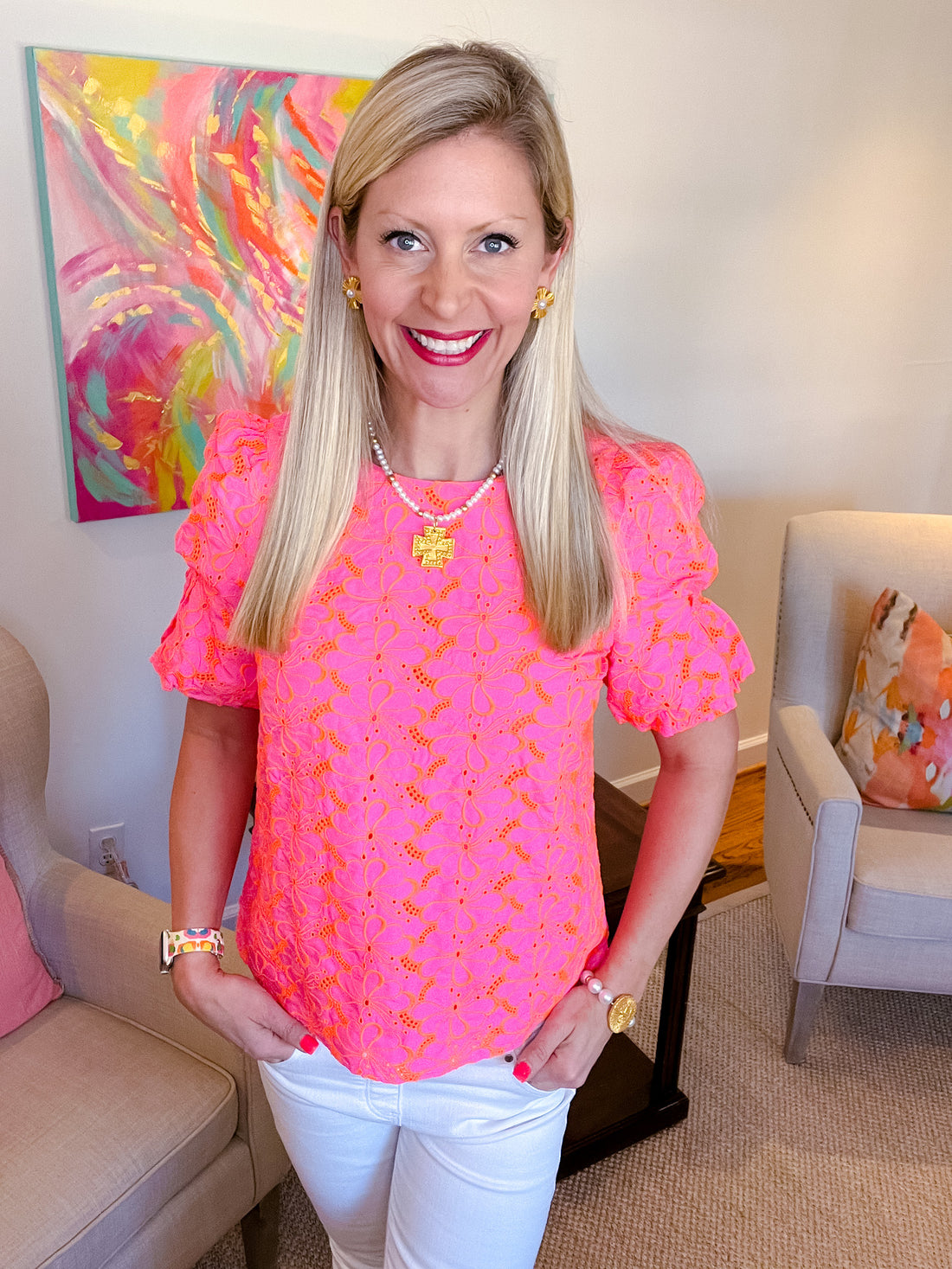 Pearl with Victory Cross Bracelet