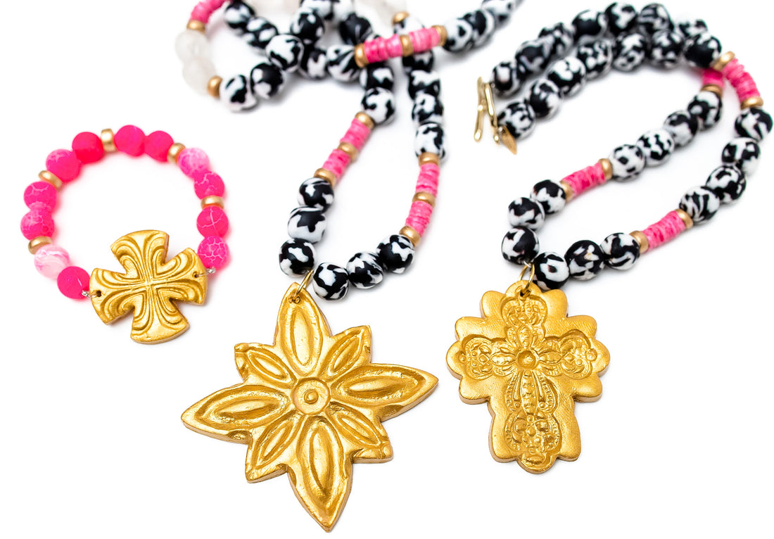 Pink Fire Agate with Friendship Cross Bracelet