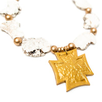 White Nuggets with Neal Cross Necklace