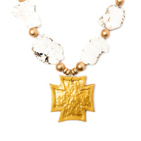 White Nuggets with Neal Cross Necklace