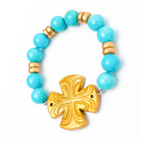 Turquoise Jade with Friendship Cross Bracelet