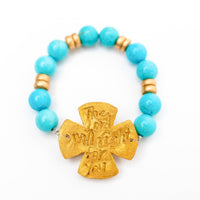 Turquoise Jade with Friendship Cross Bracelet