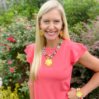 Multicolored Jade Double Strand with Jerusalem Cross Bracelet