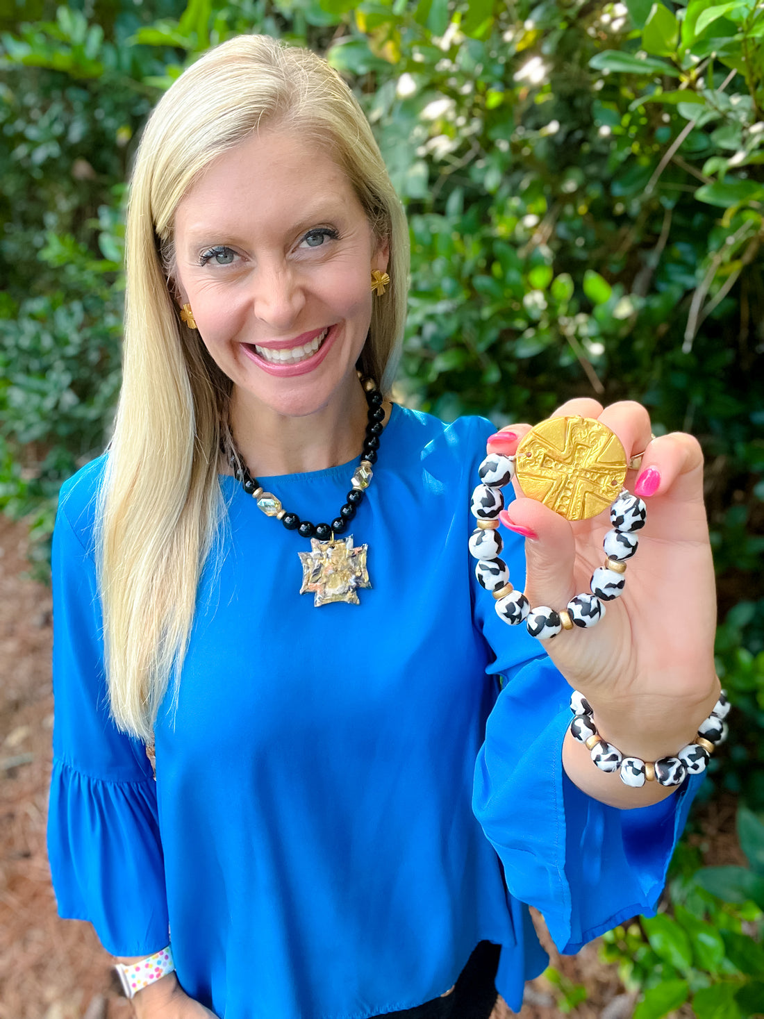 Black & White Fused Glass with Leah Cross Bracelet