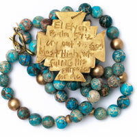 Double Strand Turquoise Sea Sediment Jasper with Jerusalem Cross