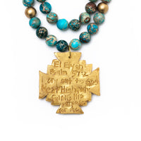 Double Strand Turquoise Sea Sediment Jasper with Jerusalem Cross