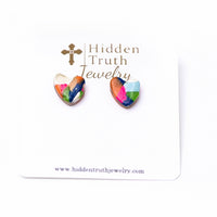 Kids' Confetti Heart Studs