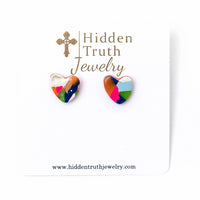 Kids' Confetti Heart Studs