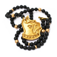 Black Lava with Terrier Necklace