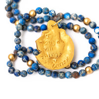 Blue Sea Jasper with SC Military Bulldog Necklace