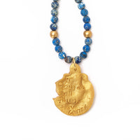 Blue Sea Jasper with SC Military Bulldog Necklace