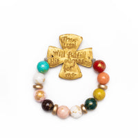 Multicolored Jade with Friendship Cross Bracelet
