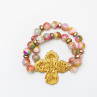 Pink Candy Jade Double Strand with Susie Cross