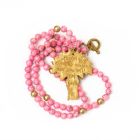 Pink Jade with Palmetto Tree Necklace