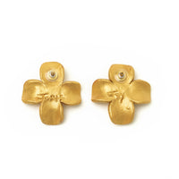 Large Dogwood & Pearl Stud Earrings