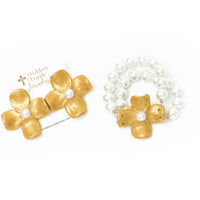 Large Dogwood & Pearl Stud Earrings