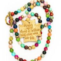 Multicolored Double Strand with Neal Cross Necklace