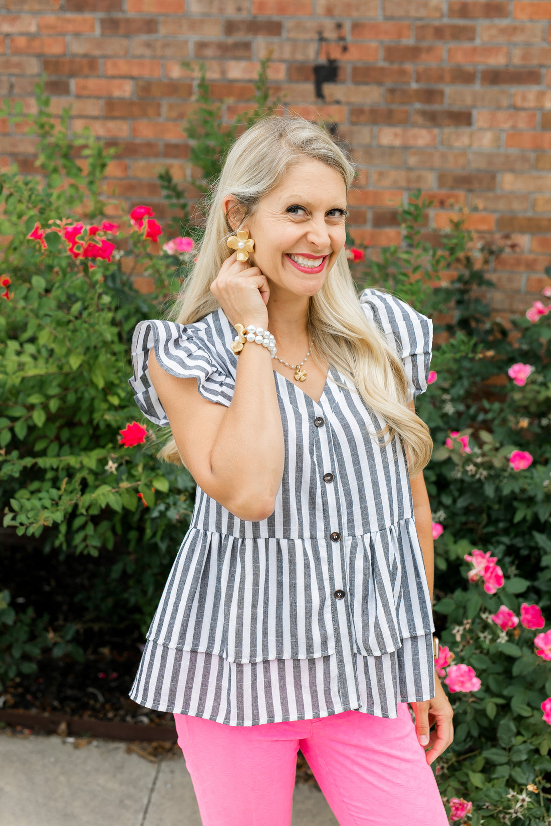 Large Dogwood & Pearl Stud Earrings
