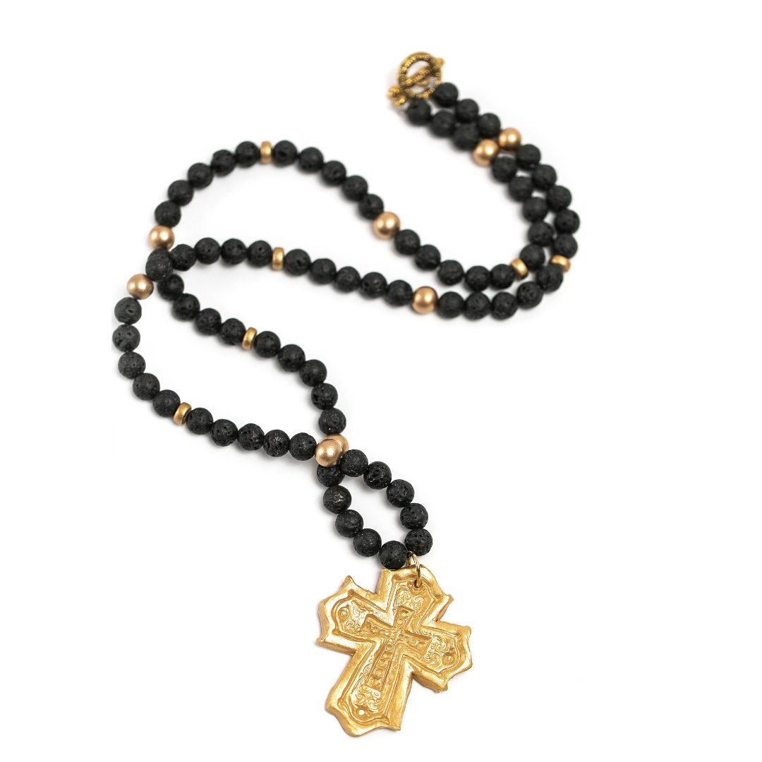 Black Lava with Leah Cross Necklace – Hidden Truth Jewelry
