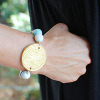 Stretch Matte Amazonite with Truth Cross Bracelet