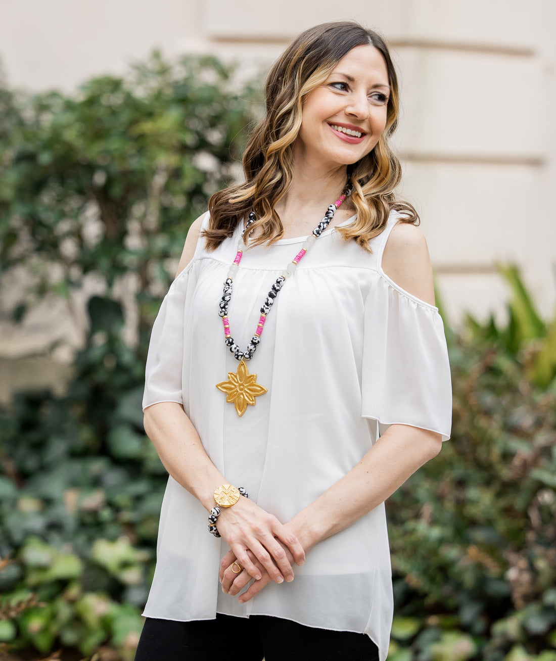 Black & White Fused Glass with Leah Cross Bracelet