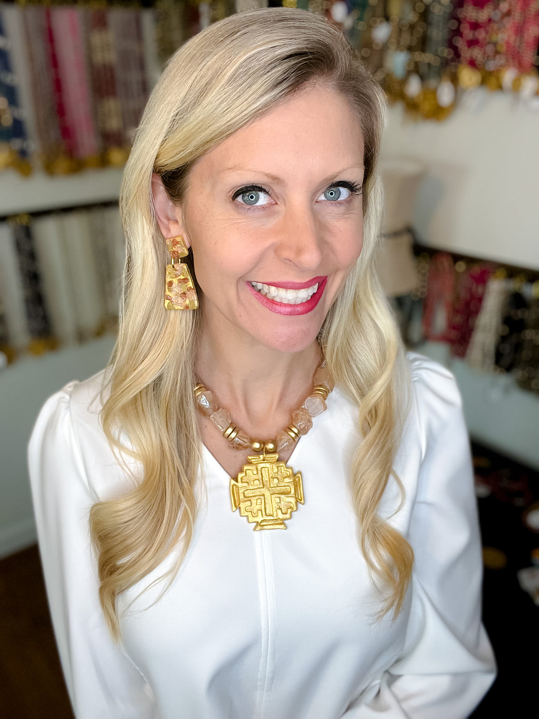 Gold, Rose Gold, Bronze & Opal Double Dangles