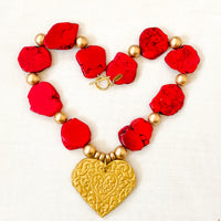 Red Turquoise Nuggets with Heart