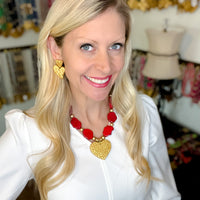 Red Turquoise Nuggets with Heart