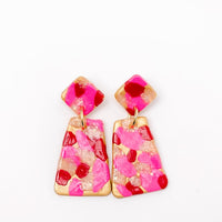 Pink, Red & Opal Confetti Dangles
