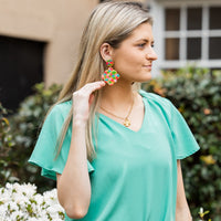 Pink, Turquoise & Green Confetti Dangles