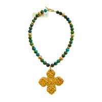 18" Blue & Green Jasper with Andrea Cross