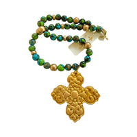 18" Blue & Green Jasper with Andrea Cross