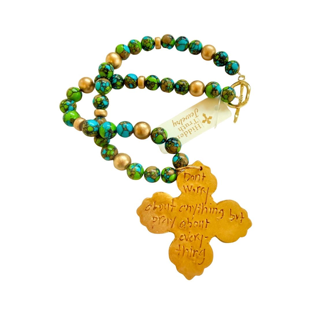 18" Blue & Green Jasper with Andrea Cross