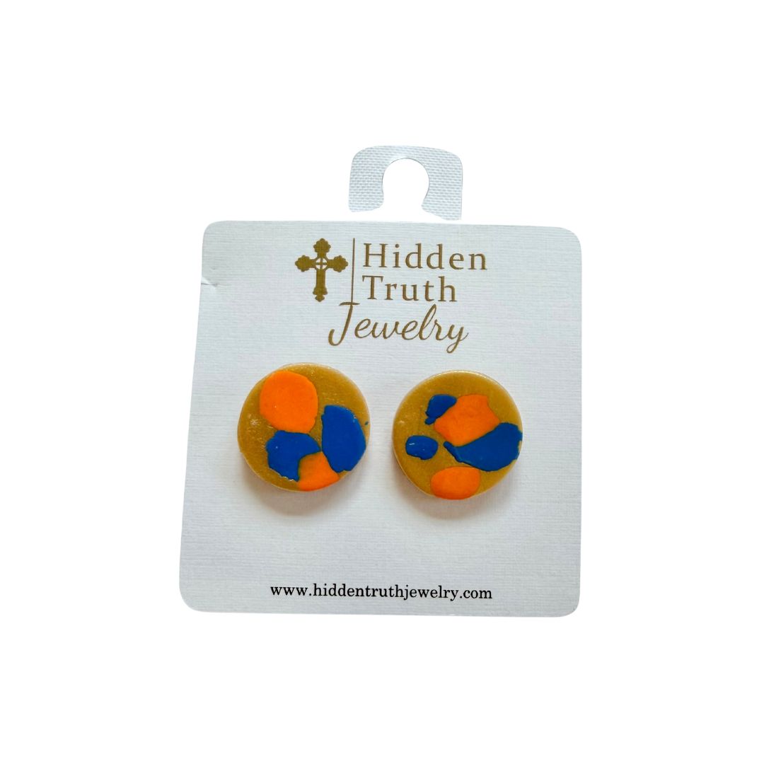 orange and blue studs