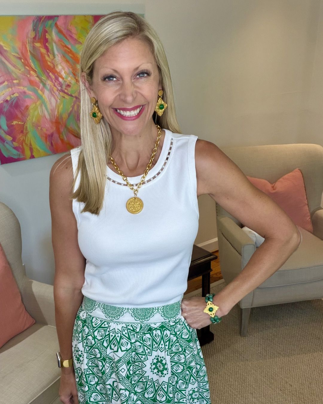 Ellie Dangles with Green Gem