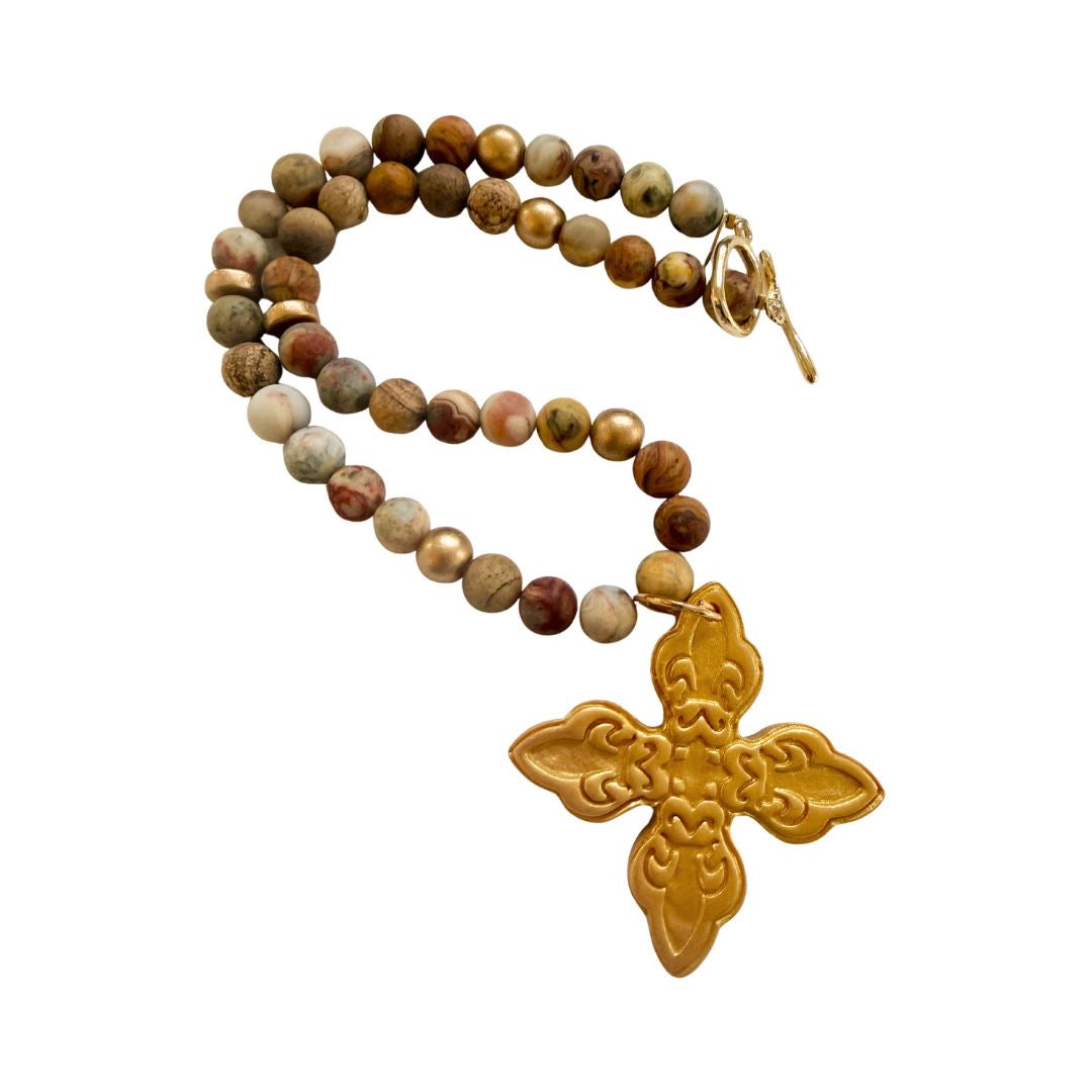 18" Crazy Lace Jasper with Kait Cross