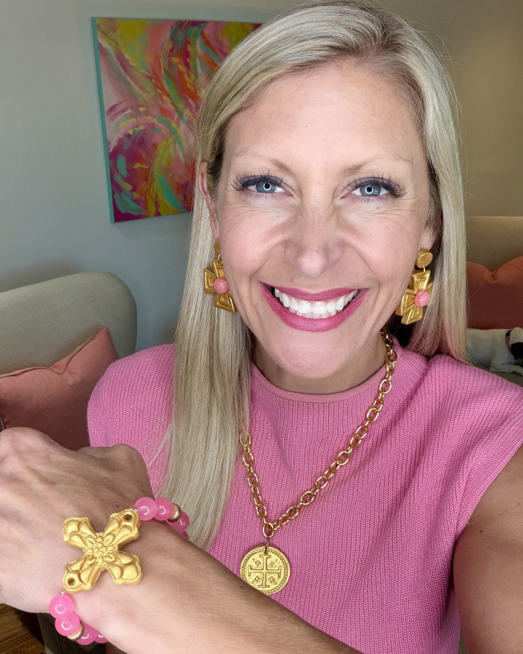 Anna Dangles with Pink Gem