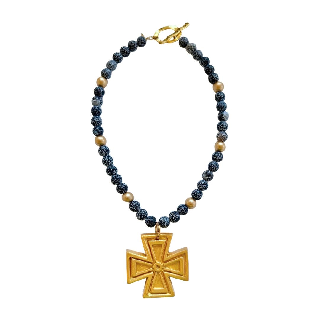 18" Black Fire Agate with Anna Cross