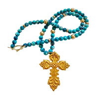 34" Blue and Navy Jasper with Miriam Cross