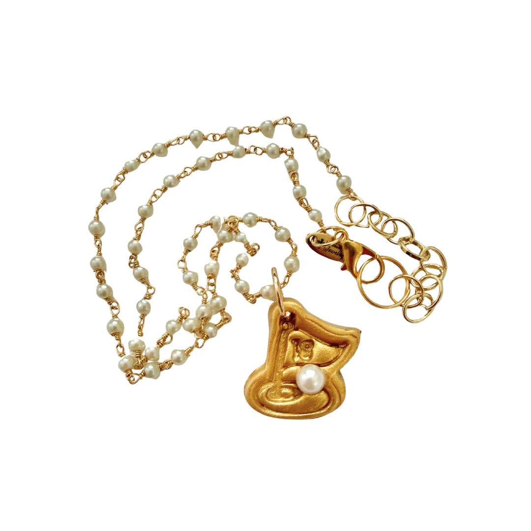 Pearl Chain with Golf Medallion Necklace