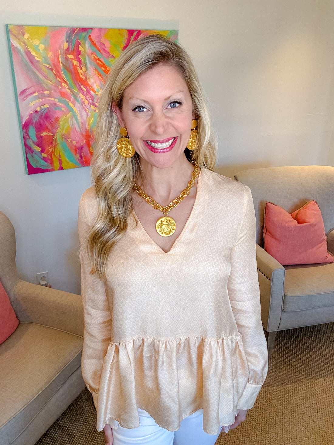 Gold Chain with Bee Medallion