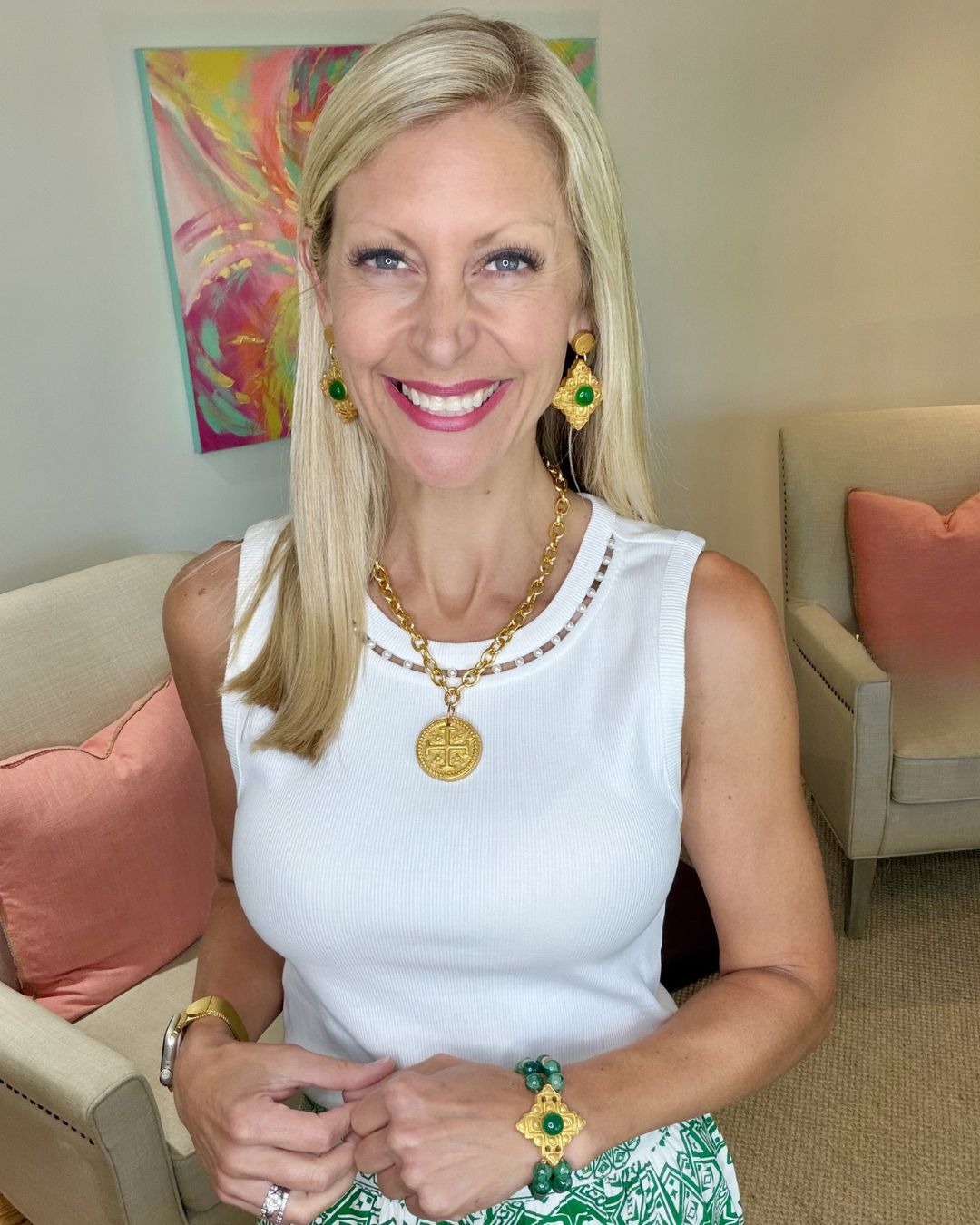 Ellie Dangles with Green Gem