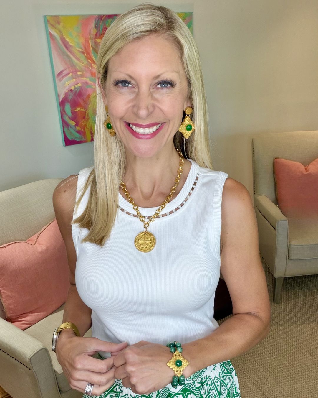 Ellie Dangles with Green Gem