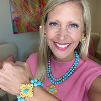 Turquoise Jade with Ellie Cross Gem Bracelet