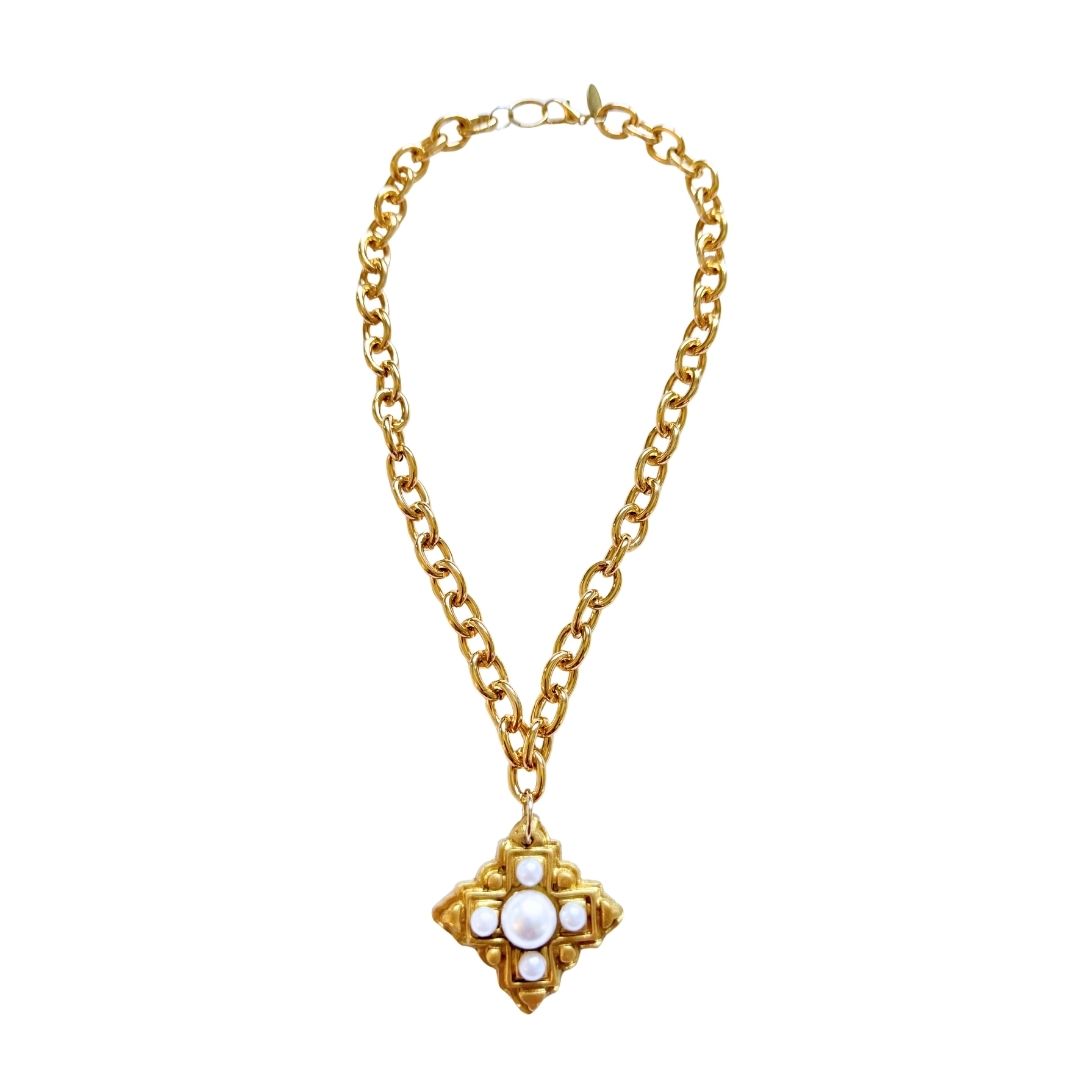Gold Chain with Ellie Pearl Cross