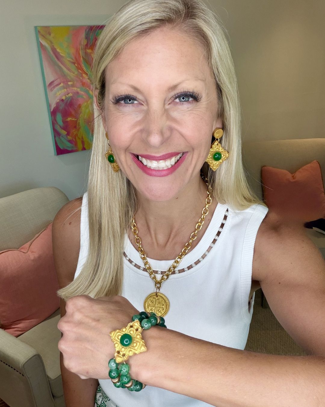 Ellie Dangles with Green Gem