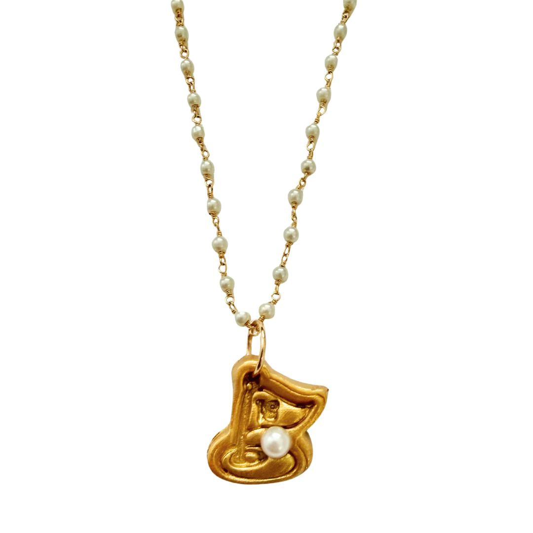Pearl Chain with Golf Medallion Necklace