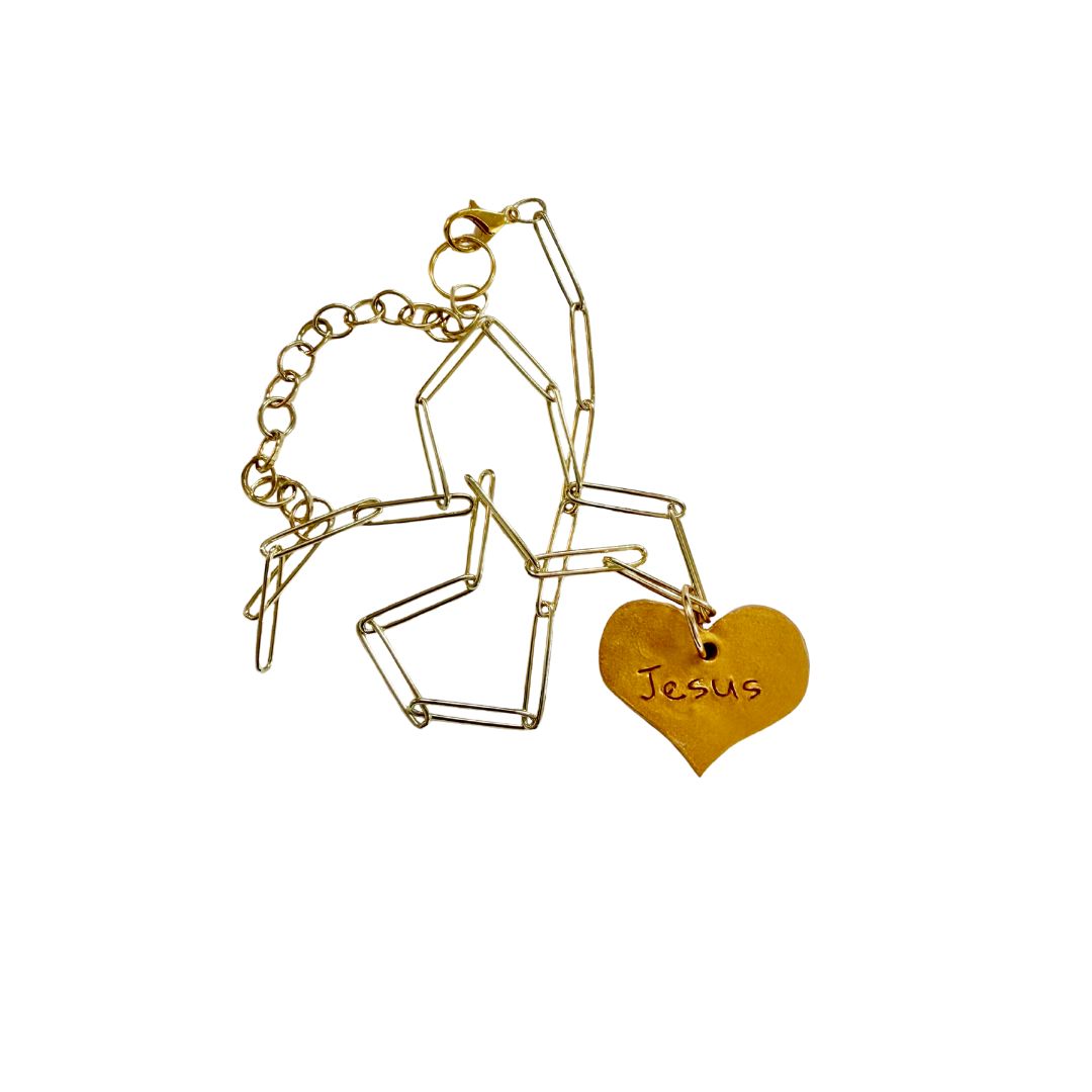 18" Paperclip Chain with Small Heart